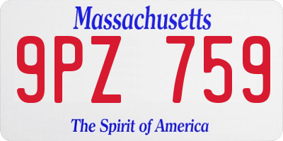 MA license plate 9PZ759
