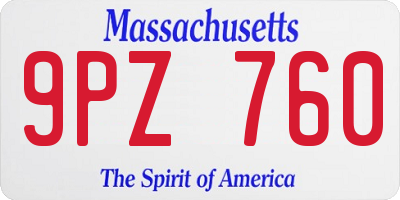 MA license plate 9PZ760