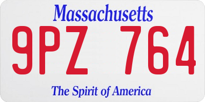 MA license plate 9PZ764