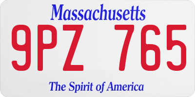 MA license plate 9PZ765