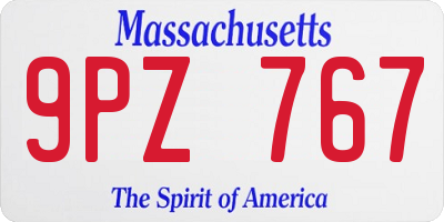 MA license plate 9PZ767
