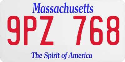 MA license plate 9PZ768