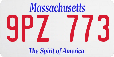 MA license plate 9PZ773