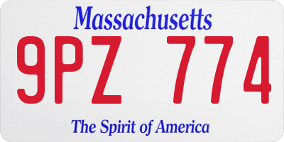 MA license plate 9PZ774