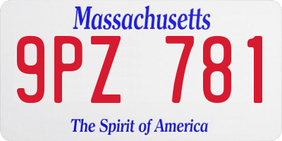 MA license plate 9PZ781