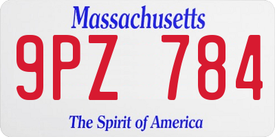 MA license plate 9PZ784