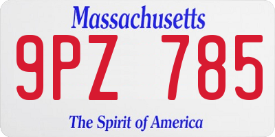 MA license plate 9PZ785