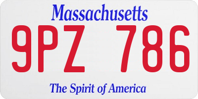 MA license plate 9PZ786