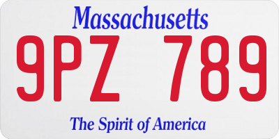 MA license plate 9PZ789