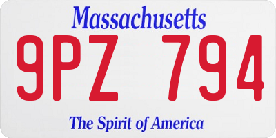 MA license plate 9PZ794