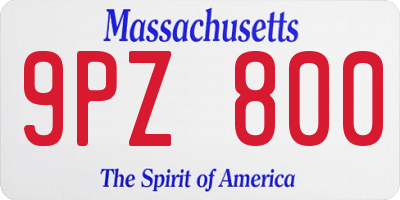 MA license plate 9PZ800