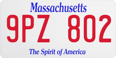 MA license plate 9PZ802