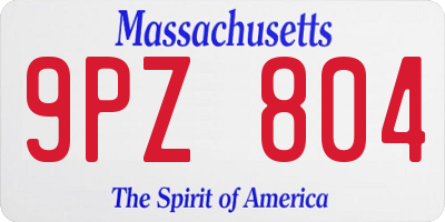MA license plate 9PZ804