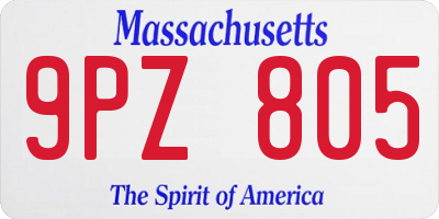 MA license plate 9PZ805