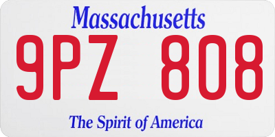 MA license plate 9PZ808