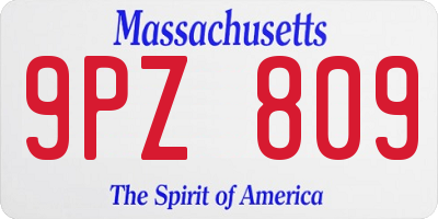 MA license plate 9PZ809