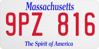 MA license plate 9PZ816