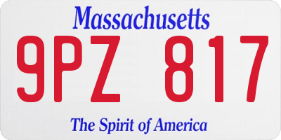 MA license plate 9PZ817