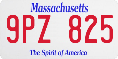 MA license plate 9PZ825