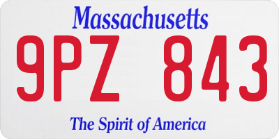 MA license plate 9PZ843