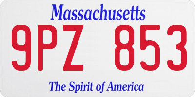 MA license plate 9PZ853