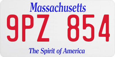 MA license plate 9PZ854