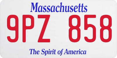 MA license plate 9PZ858