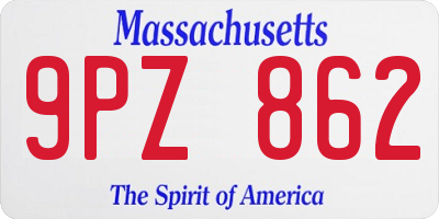 MA license plate 9PZ862