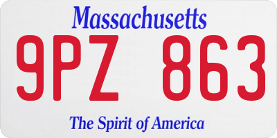 MA license plate 9PZ863