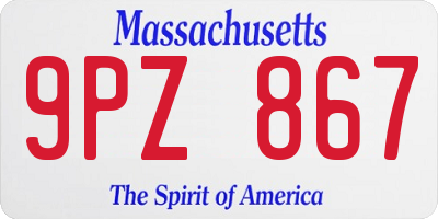 MA license plate 9PZ867