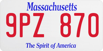 MA license plate 9PZ870