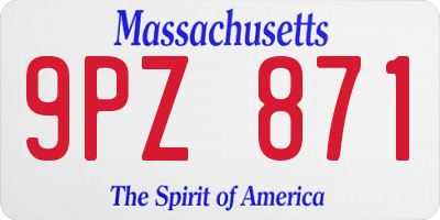 MA license plate 9PZ871