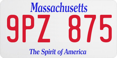 MA license plate 9PZ875