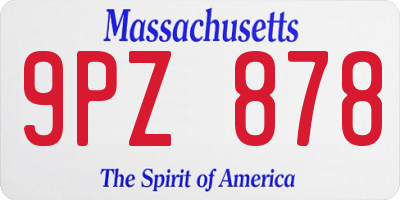 MA license plate 9PZ878