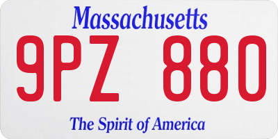 MA license plate 9PZ880
