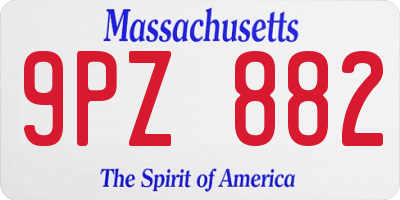 MA license plate 9PZ882