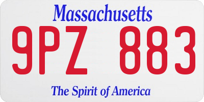 MA license plate 9PZ883