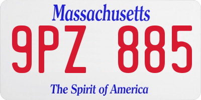 MA license plate 9PZ885