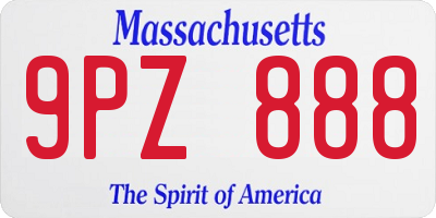 MA license plate 9PZ888