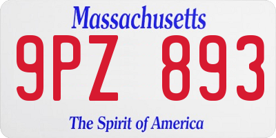 MA license plate 9PZ893