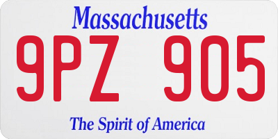 MA license plate 9PZ905