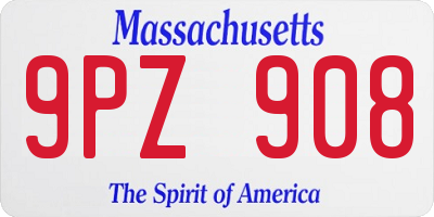 MA license plate 9PZ908