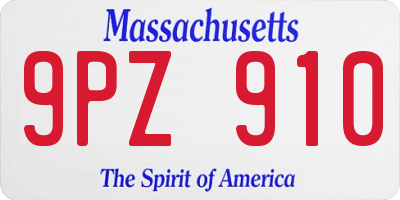 MA license plate 9PZ910