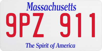 MA license plate 9PZ911