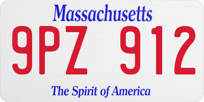 MA license plate 9PZ912
