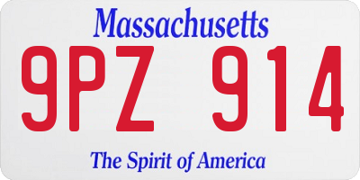MA license plate 9PZ914