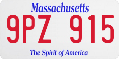 MA license plate 9PZ915