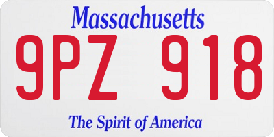 MA license plate 9PZ918