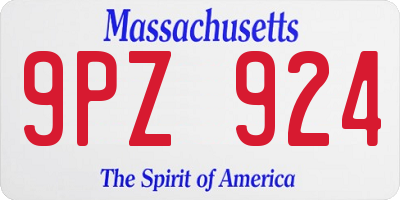 MA license plate 9PZ924