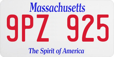MA license plate 9PZ925